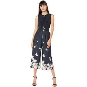 Ted Baker Navy Cosetee Pergola Print Cropped Belted Jumpsuit